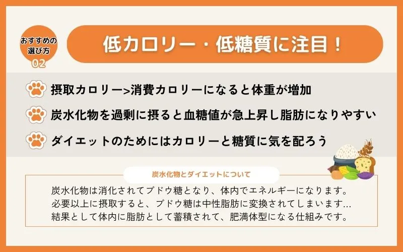 カロリーと炭水化物が控えめであること